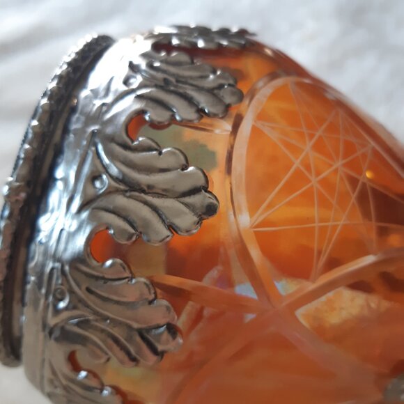 Art Nouveau Ornate Cut Glass Decanter with Silver, Circa 1900s, Made in Germany - Picture 12 of 16